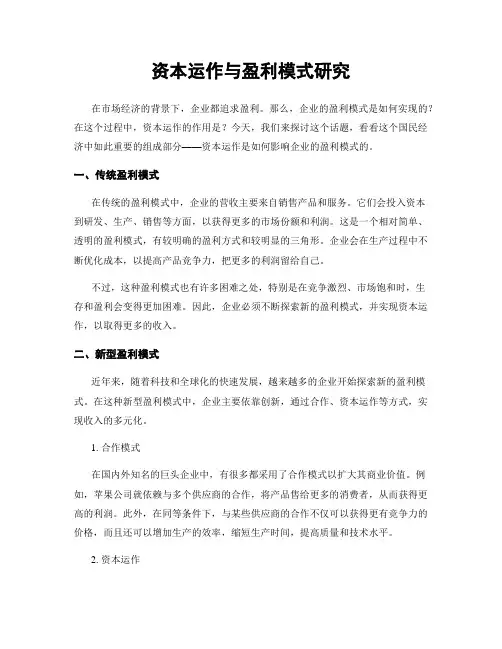 资本运作与盈利模式研究