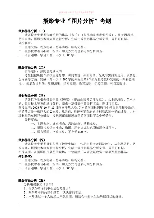 摄影专业“图片分析”考题