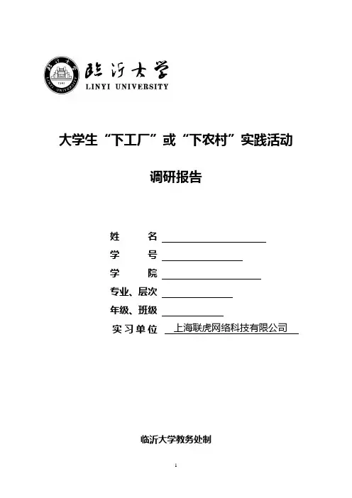 临沂大学三下调研报告表