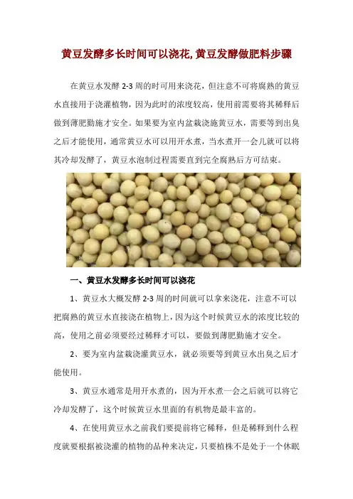 黄豆发酵多长时间可以浇花,黄豆发酵做肥料步骤
