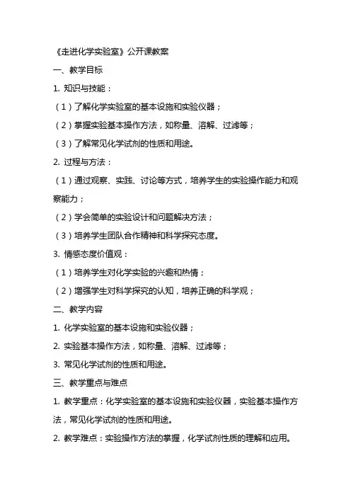 《走进化学实验室》公开课教案