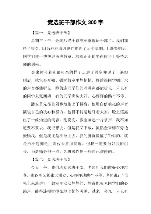 竞选班干部作文300字