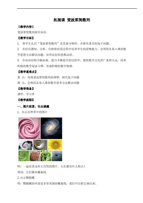 斐波那契数列教案 适合小学