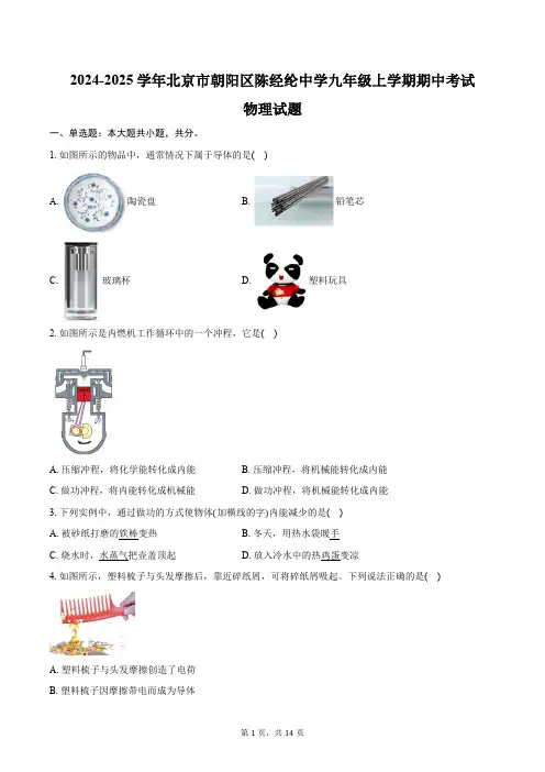 2024-2025学年北京市朝阳区陈经纶中学九年级上学期期中考试物理试题(含答案)