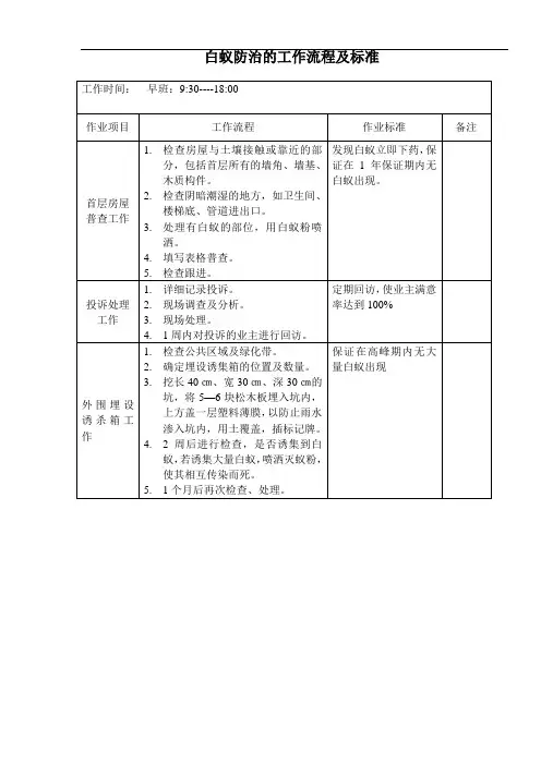 白蚁防治的工作流程及标准