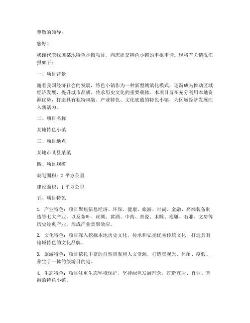 特色小镇申请书