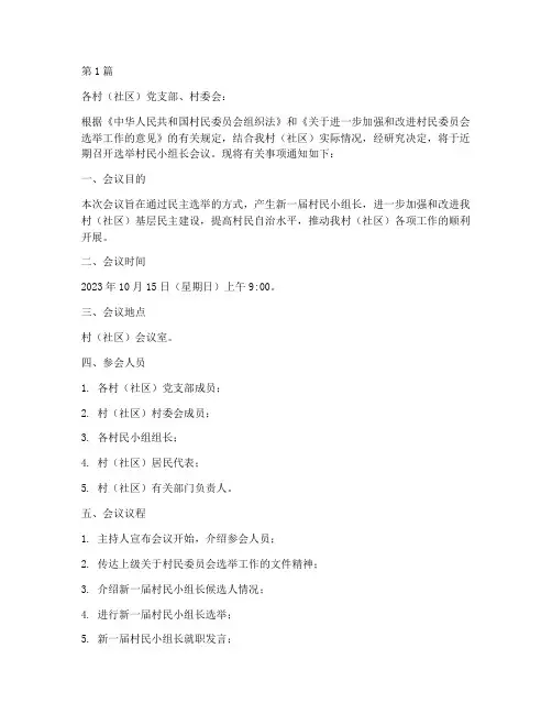 选举村民小组长会议通知范文(3篇)