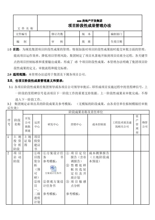 项目阶段性成果管理办法
