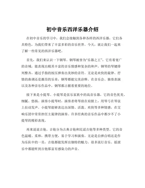 初中音乐西洋乐器介绍