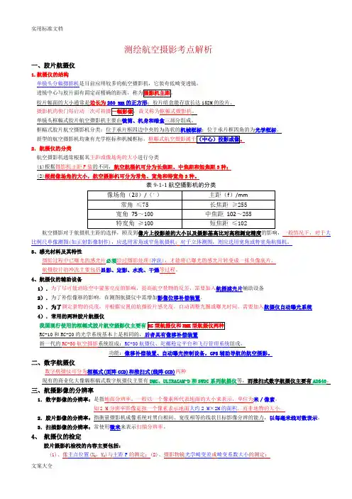 测绘航空摄影考点解析汇报