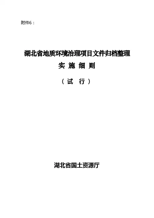 湖北省地质环境治理项目文件归档整理实施细则