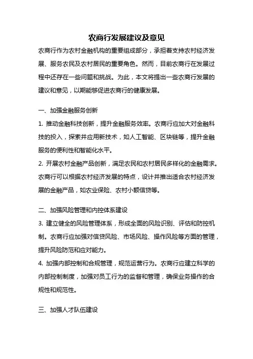 农商行发展建议及意见