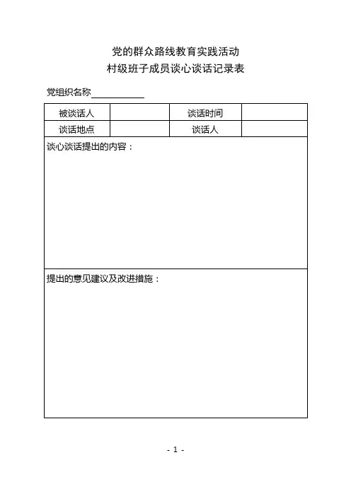 村级班子成员谈心谈话记录表【范本模板】
