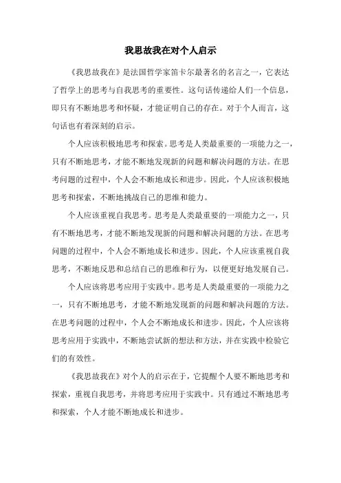我思故我在对个人启示