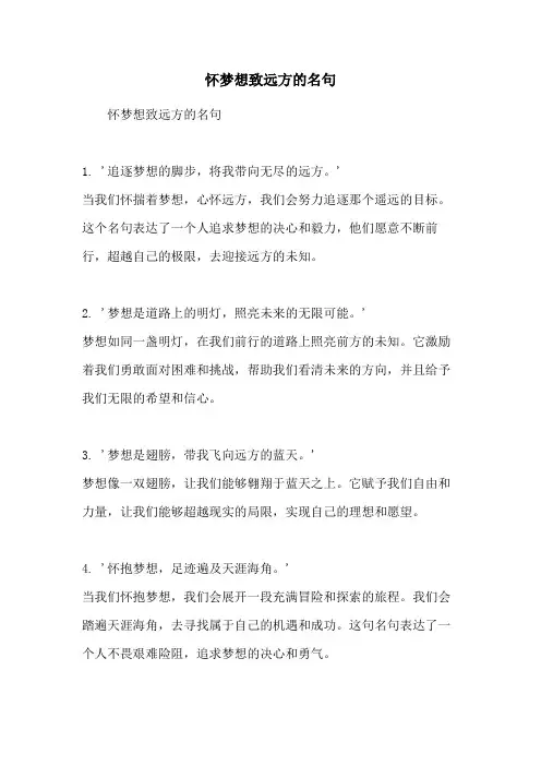 怀梦想致远方的名句