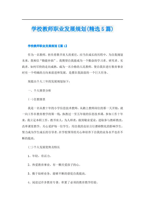学校教师职业发展规划(精选5篇)
