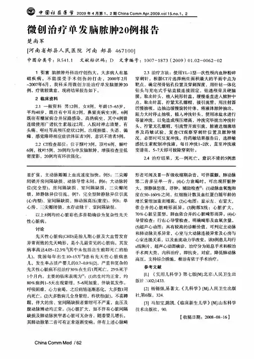 微创治疗单发脑脓肿20例报告