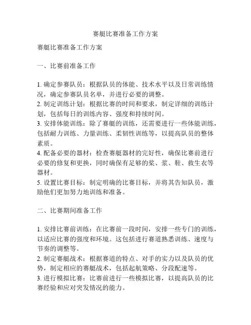 赛艇比赛准备工作方案
