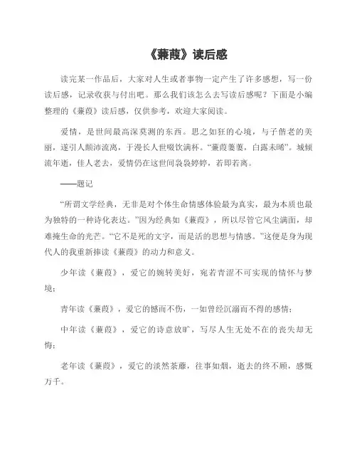《蒹葭》读后感