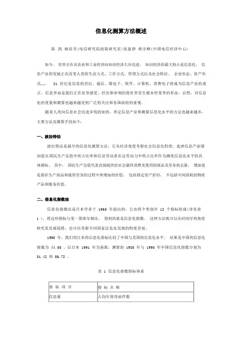 信息化测算方法概述