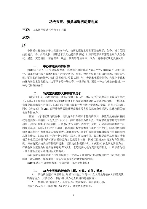 功夫宝贝、演员海选活动策划案