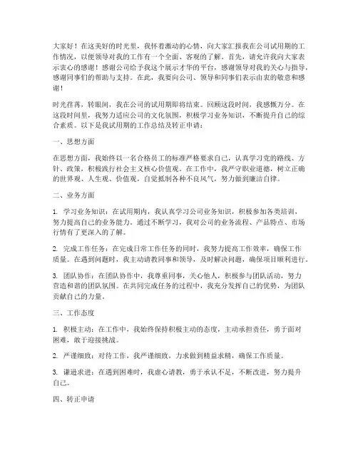转正述职报告开头语