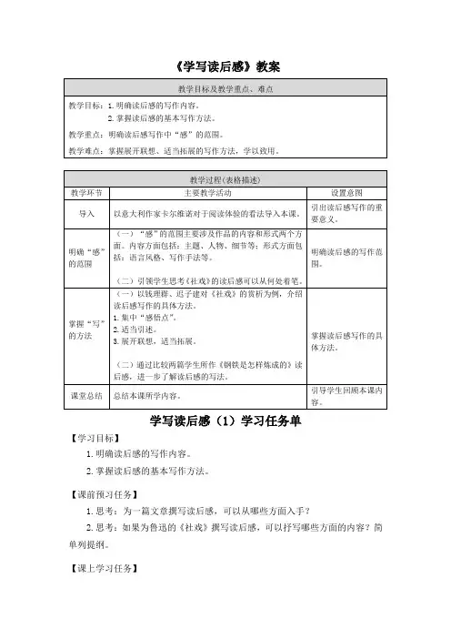 《学写读后感》教案