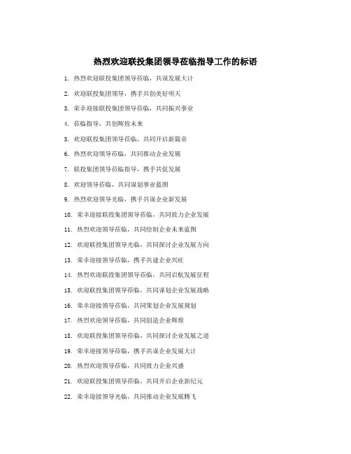 热烈欢迎联投集团领导莅临指导工作的标语