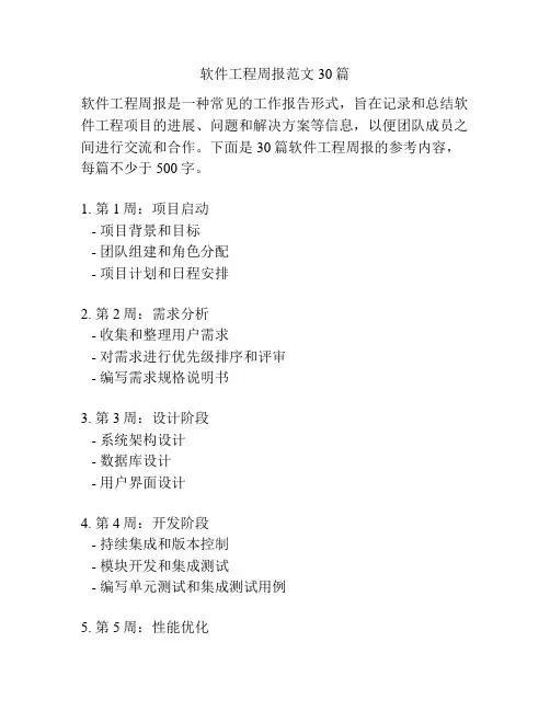 软件工程周报范文30篇