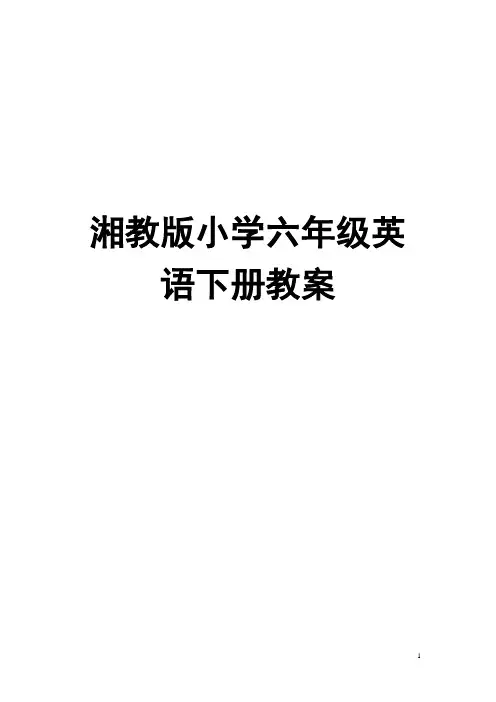 湘教版小学六年级英语下册教案(全英版)