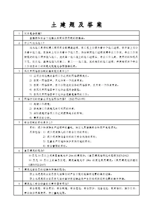 土建工程师答辩题带答案