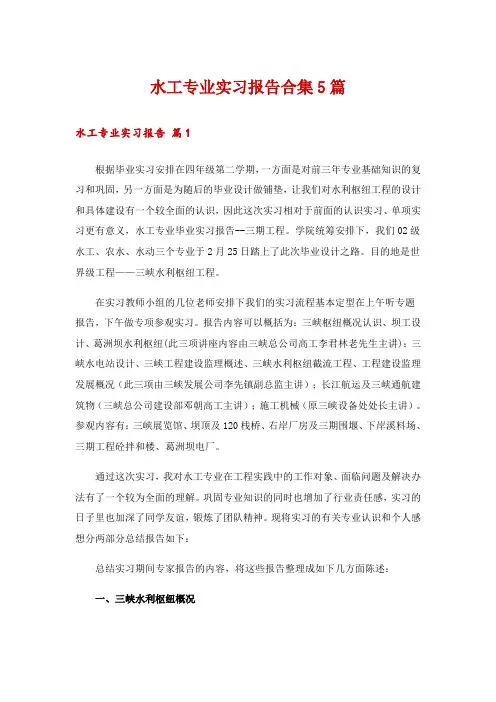 水工专业实习报告合集5篇