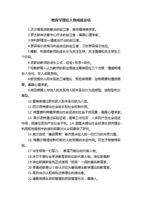 教育学理论人物成就总结