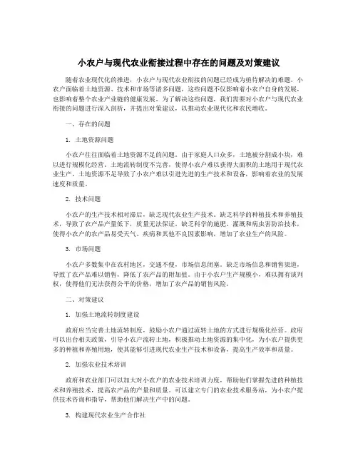 小农户与现代农业衔接过程中存在的问题及对策建议
