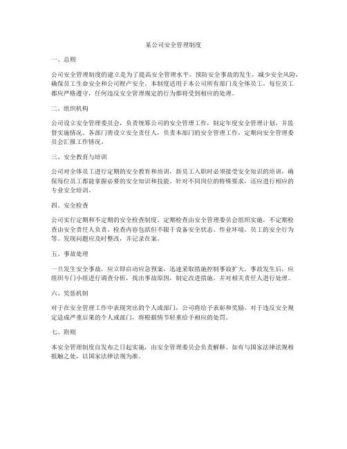 某公司安全管理制度