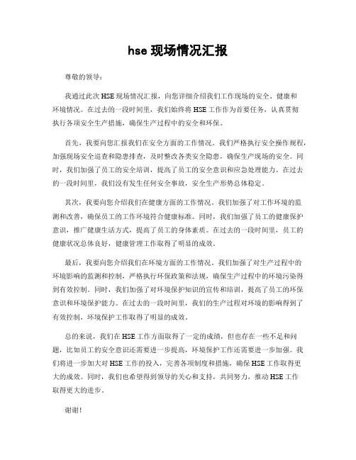 hse现场情况汇报