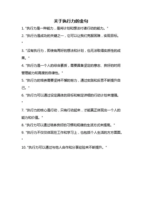 关于执行力的金句