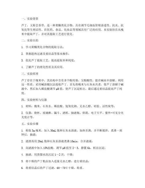 芦丁提取实验报告总结