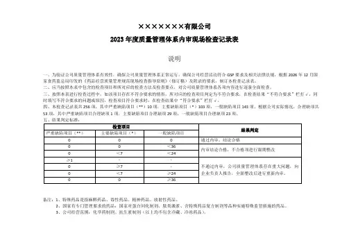 药品批发公司内审记录表说明