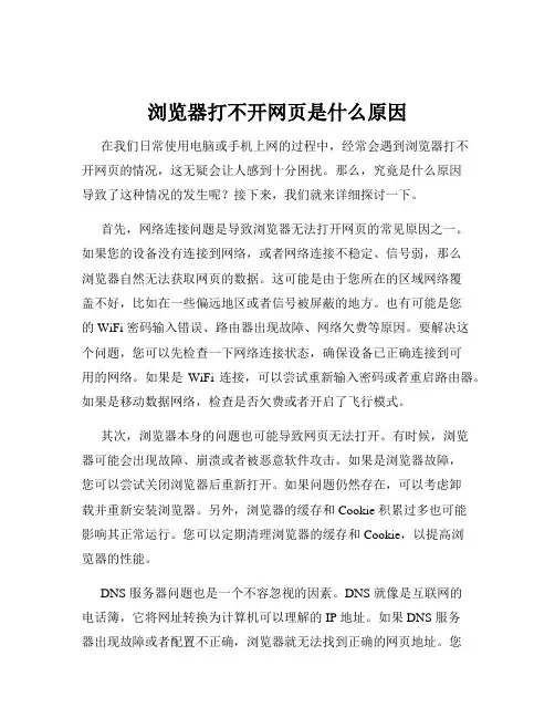 浏览器打不开网页是什么原因