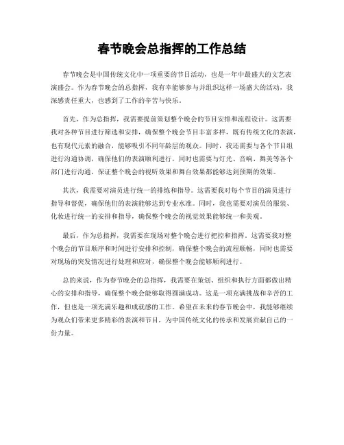 春节晚会总指挥的工作总结