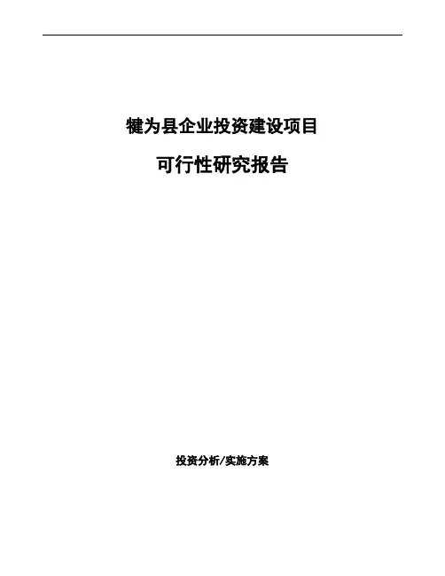 犍为县投资建设项目可行性研究报告如何编写(模板)