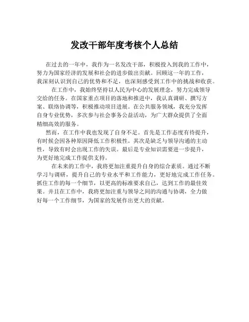 发改干部年度考核个人总结