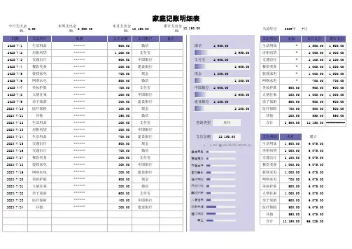 家庭手工记账明细表格