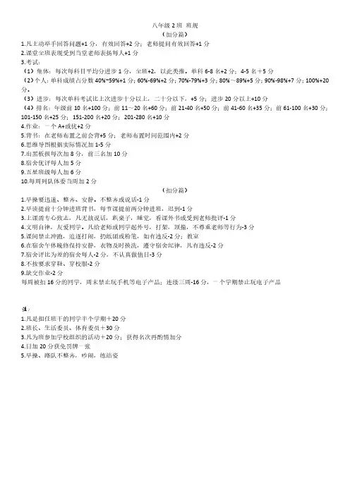 八年级 2班班规