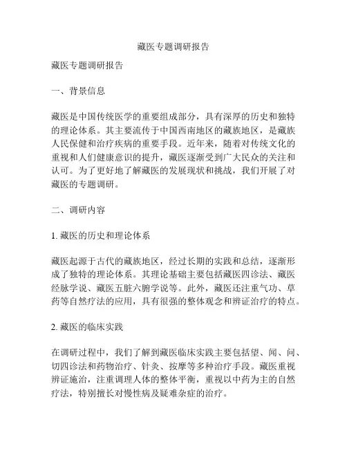 藏医专题调研报告