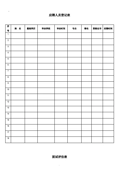 招聘面试表格