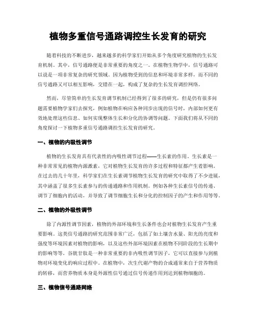 植物多重信号通路调控生长发育的研究