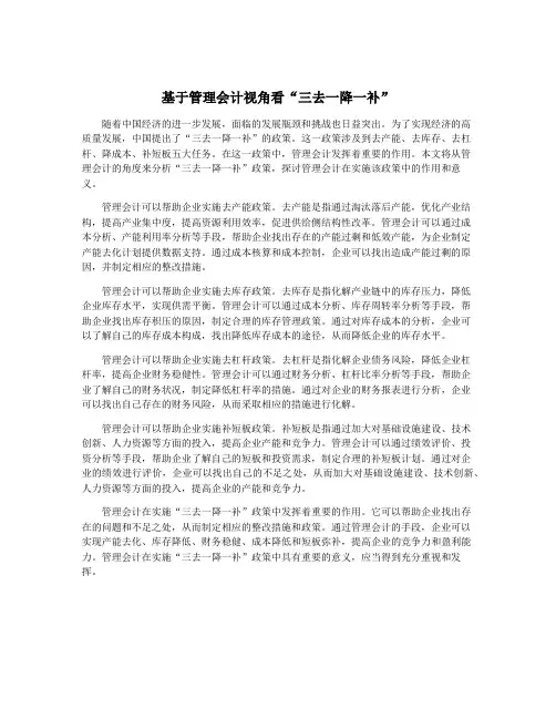 基于管理会计视角看“三去一降一补”