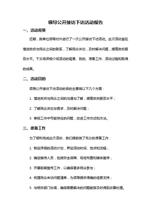 领导公开接访下访活动报告